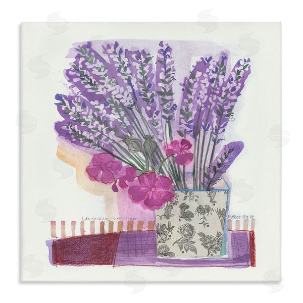 stupell industries Maret Hensick | Collaged Lavender Sprigs Bold Mixed Flower Blossoms Wall Art