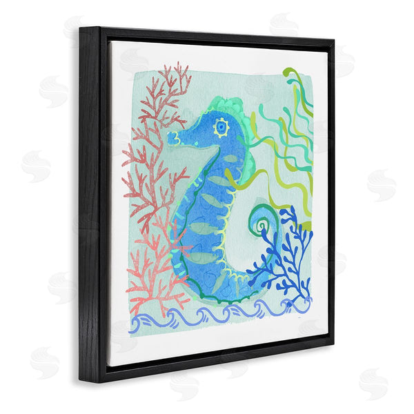 Stupell Industries Maret Hensick | Funky Seahorse Portrait Layered Sea Life Botanicals Wall Art