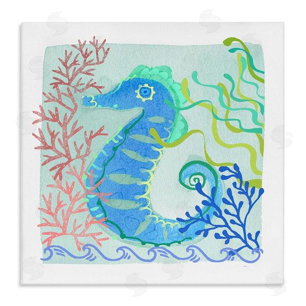 stupell industries Maret Hensick | Funky Seahorse Portrait Layered Sea Life Botanicals Wall Art