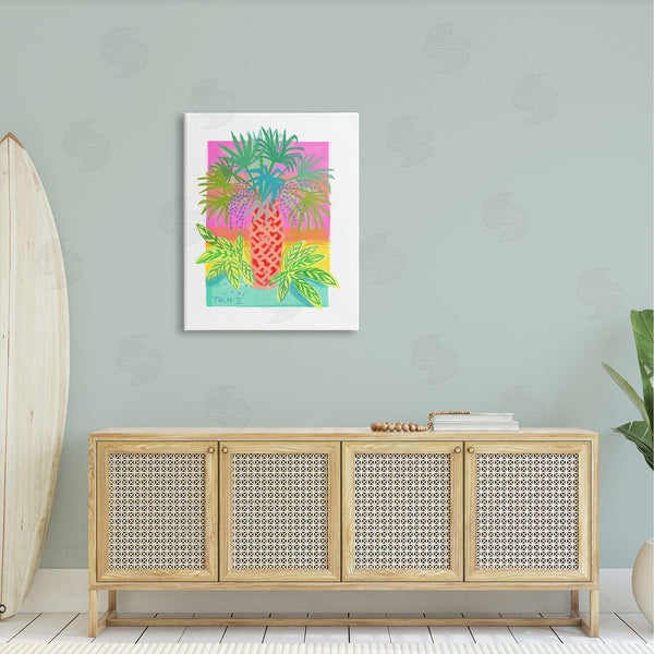 Stupell Industries Maret Hensick | Neon Palm Tree Botanicals Tropical Coastal Leaves Wall Art