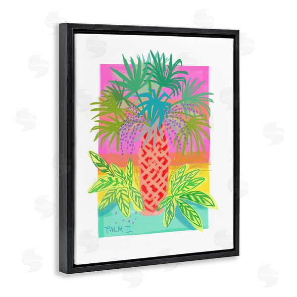 Stupell Industries Maret Hensick | Neon Palm Tree Botanicals Tropical Coastal Leaves Wall Art