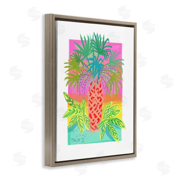Stupell Industries Maret Hensick | Neon Palm Tree Botanicals Tropical Coastal Leaves Wall Art
