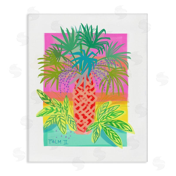 stupell industries Maret Hensick | Neon Palm Tree Botanicals Tropical Coastal Leaves Wall Art