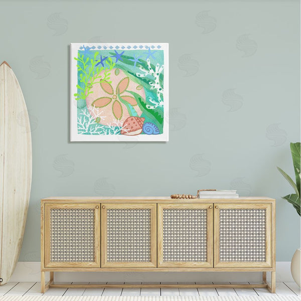 Stupell Industries Maret Hensick | Ocean Sand Dollar Collage Seashells Coral Pattern Wall Art