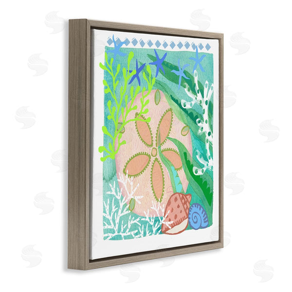 Stupell Industries Maret Hensick | Ocean Sand Dollar Collage Seashells Coral Pattern Wall Art