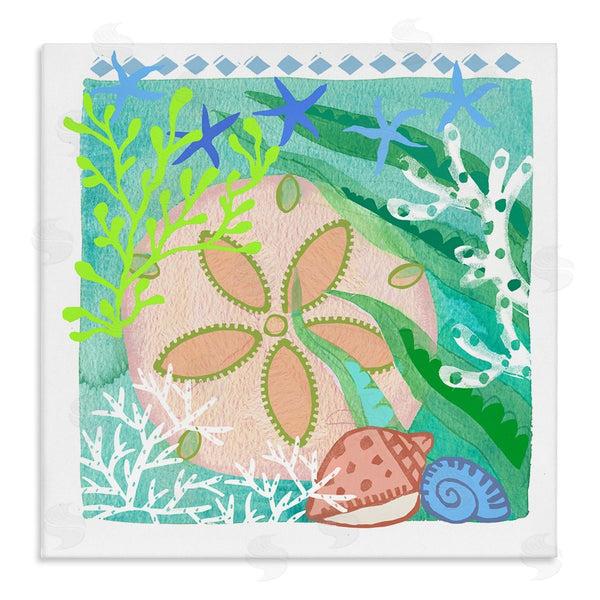 stupell industries Maret Hensick | Ocean Sand Dollar Collage Seashells Coral Pattern Wall Art