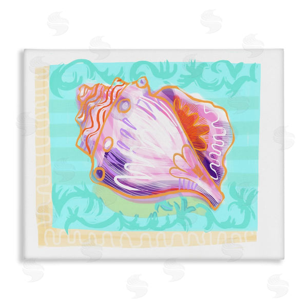 stupell industries Maret Hensick | Patterned Conch Seashell Illustration Nautical Sea Life Wall Art