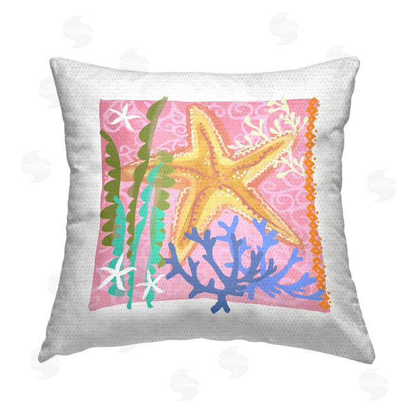 Stupell Industries Maret Hensick | Pink & Orange Starfish Printed Throw Pillow