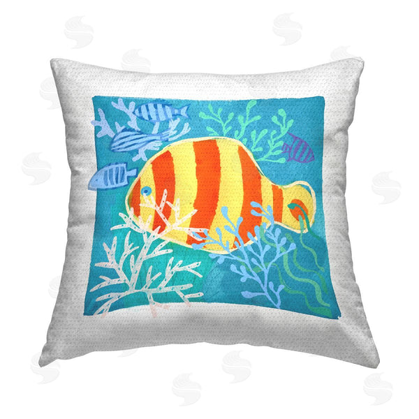 Stupell Industries Maret Hensick | Red & Yellow Fish Underwater Printed Throw Pillow