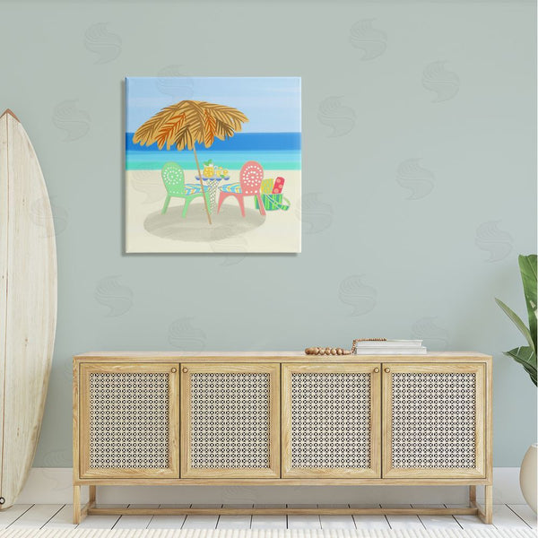 Stupell Industries Maret Hensick | Relaxing Summer Beach Scene Coastal Vacation Shoreline Wall Art