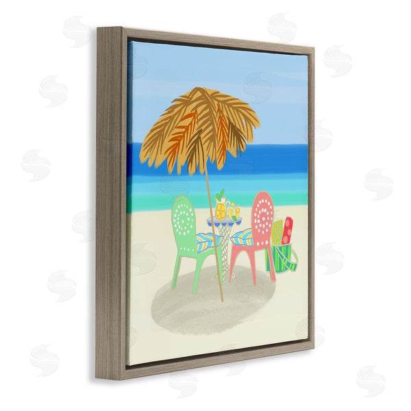 Stupell Industries Maret Hensick | Relaxing Summer Beach Scene Coastal Vacation Shoreline Wall Art
