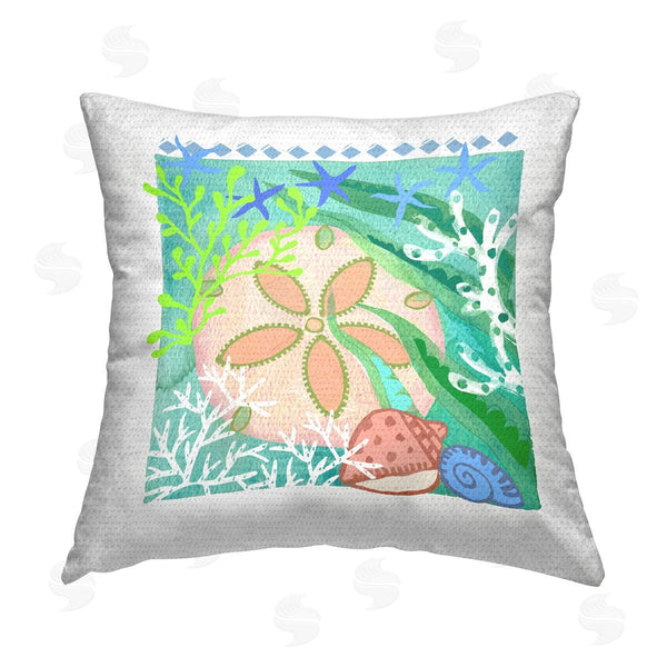Stupell Industries Maret Hensick | Summer Seashells & Coral Printed Throw Pillow