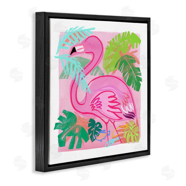 Stupell Industries Maret Hensick | Tropical Flamingo Bird Layered Fish Beach Leaves Wall Art