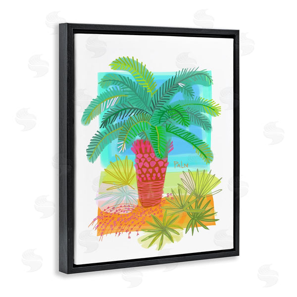 Stupell Industries Maret Hensick | Tropical Palm Plant Leaves Whimsical Summer Botanicals Wall Art