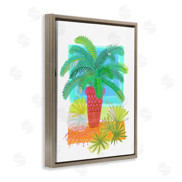 Stupell Industries Maret Hensick | Tropical Palm Plant Leaves Whimsical Summer Botanicals Wall Art