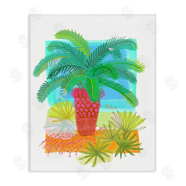 stupell industries Maret Hensick | Tropical Palm Plant Leaves Whimsical Summer Botanicals Wall Art