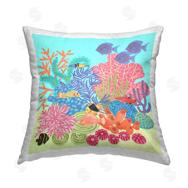 Stupell Industries Maret Hensick | Underwater Sea Life Reef Printed Throw Pillow