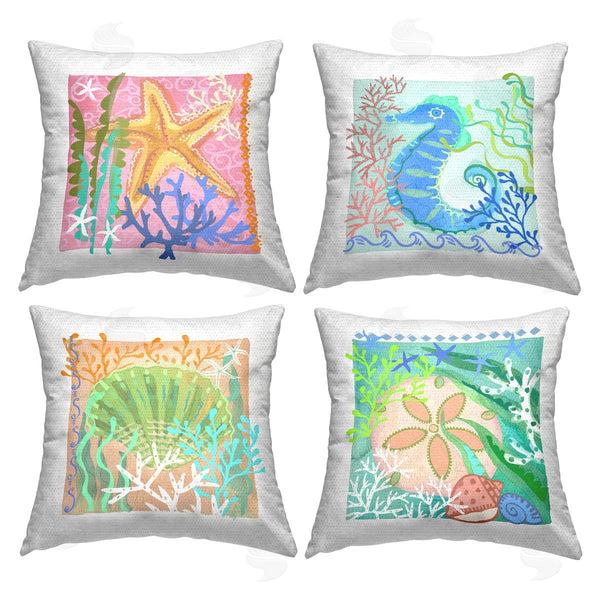 Stupell Industries Maret Hensick | Varied Sea Life & Coral Printed Throw Pillow Set