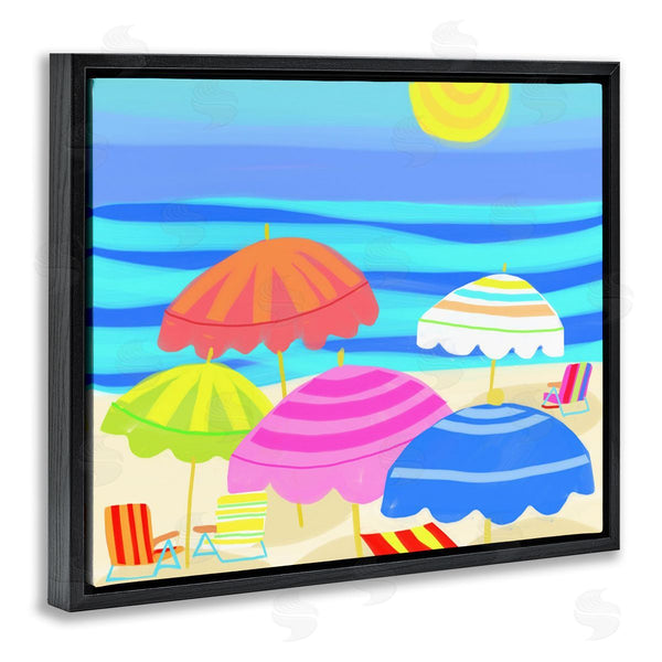 Stupell Industries Maret Hensick | Vibrant Sun Umbrellas Summer Beach Shore Scene Wall Art