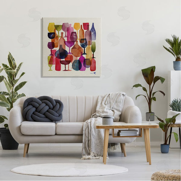 Stupell Industries Maria Over | Modern Overlapping Wine Glasses Wall Art