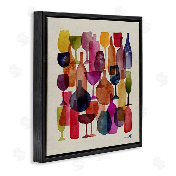 Stupell Industries Maria Over | Modern Overlapping Wine Glasses Wall Art
