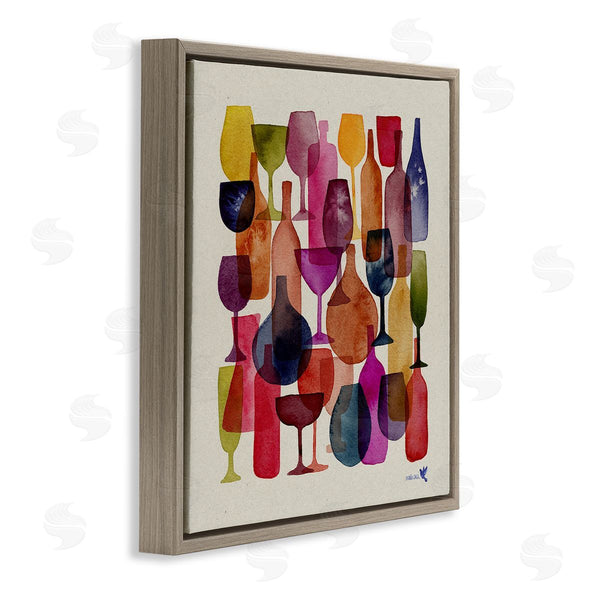 Stupell Industries Maria Over | Modern Overlapping Wine Glasses Wall Art