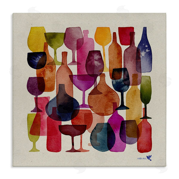 stupell industries Maria Over | Modern Overlapping Wine Glasses Wall Art
