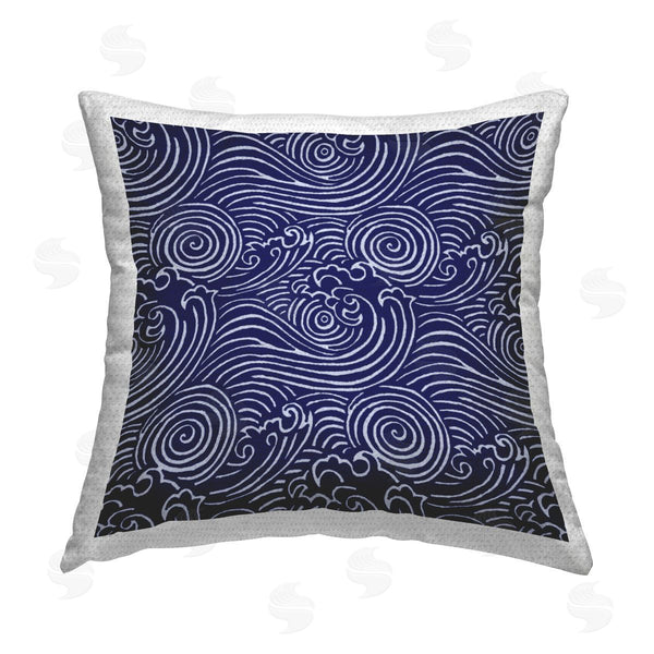 Stupell Industries Marie Le Moal | Blue Wave Pattern Printed Throw Pillow
