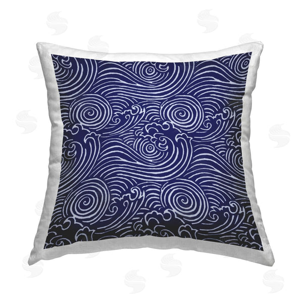 stupell industries Marie le Moal | Blue Wave Pattern Printed Throw Pillow