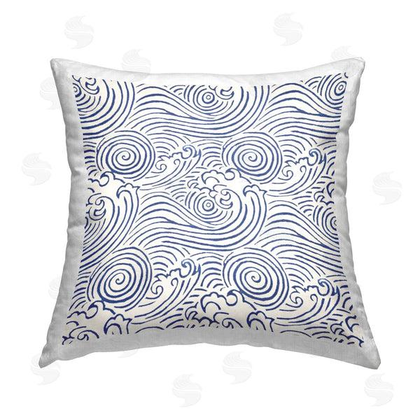 stupell industries Marie le Moal | Nautical Wave Pattern Printed Throw Pillow