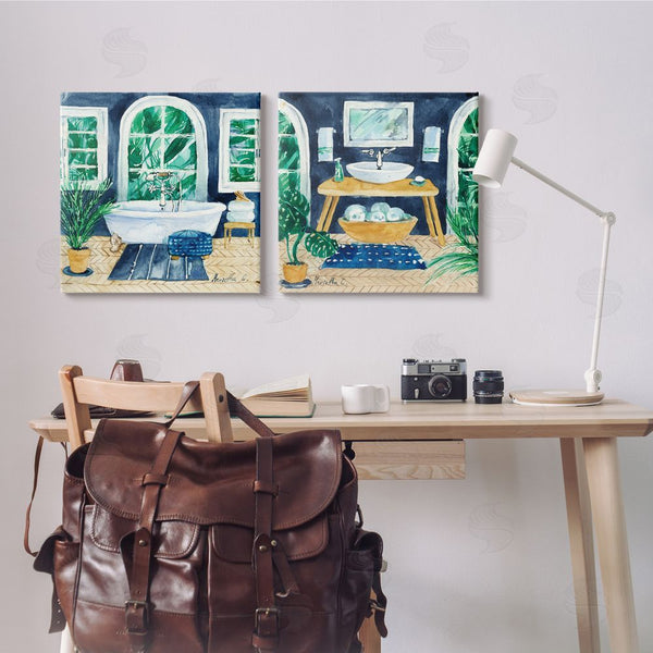 Stupell Industries Marietta Cohen Art And Design | Bold Blue Bathroom Interior Still Life Wall Art