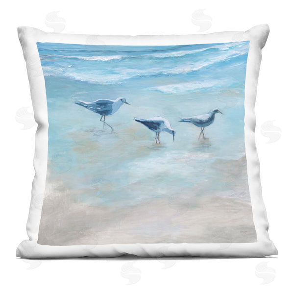 stupell industries Marilyn Dunlap | Seagull Trio on Shore Printed Throw Pillow
