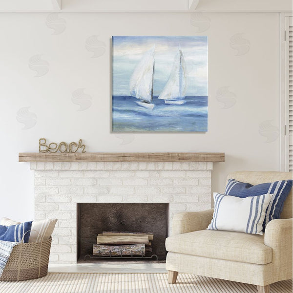 Stupell Industries Marilyn Dunlap | Two Sailboats Abstract Blue Scene Wall Art