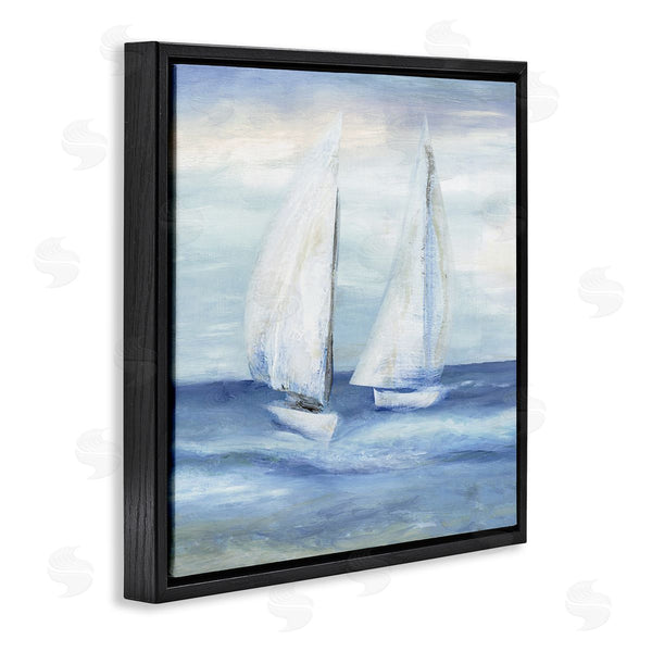 Stupell Industries Marilyn Dunlap | Two Sailboats Abstract Blue Scene Wall Art