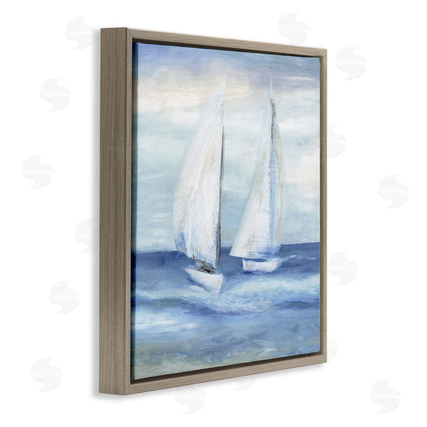 Stupell Industries Marilyn Dunlap | Two Sailboats Abstract Blue Scene Wall Art