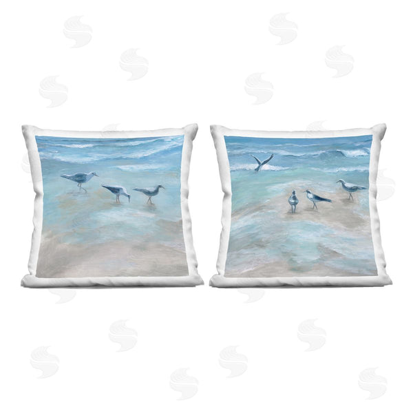 stupell industries Marilyn Dunlap | View of Seagulls on Shore Printed Throw Pillow Set