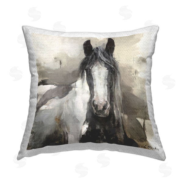 Stupell Industries Marilyn Hageman | Grey & Beige Horse Abstract Printed Throw Pillow