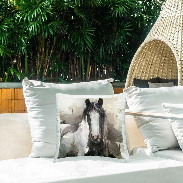 Stupell Industries Marilyn Hageman | Grey & Beige Horse Abstract Printed Throw Pillow