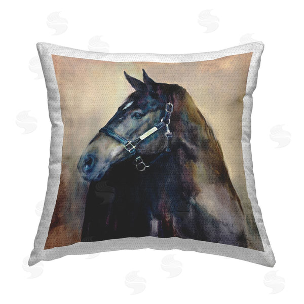 Stupell Industries Marilyn Hageman | Ritzy Black Horse Printed Throw Pillow