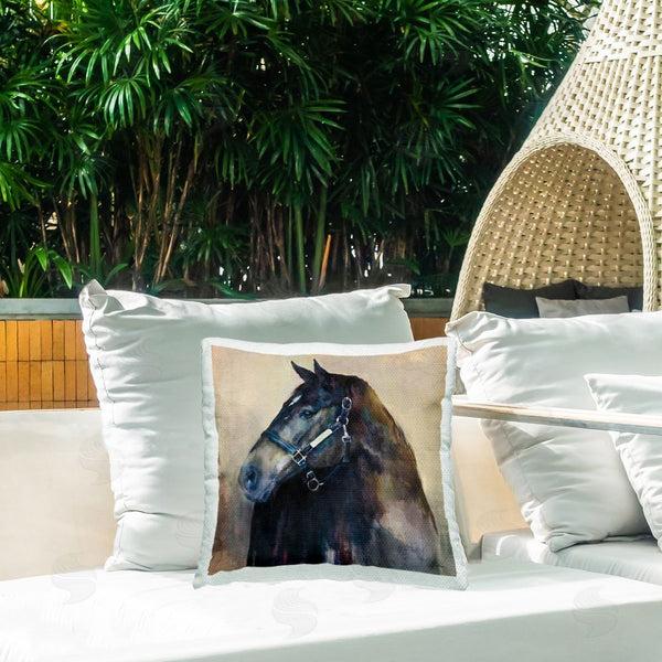 Stupell Industries Marilyn Hageman | Ritzy Black Horse Printed Throw Pillow