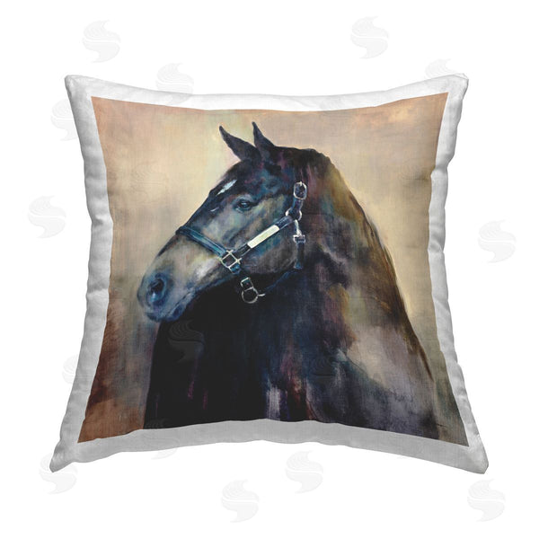 stupell industries Marilyn Hageman | Ritzy Black Horse Printed Throw Pillow
