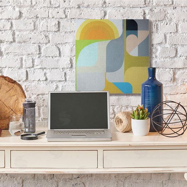 Stupell Industries Marion Griese | Abstract Fluid Shapes Yellow Green Grey Wall Art