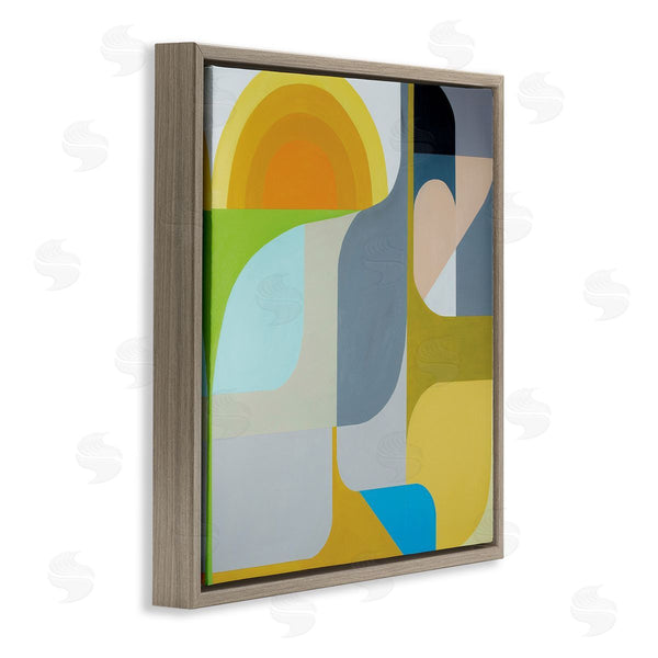 Stupell Industries Marion Griese | Abstract Fluid Shapes Yellow Green Grey Wall Art