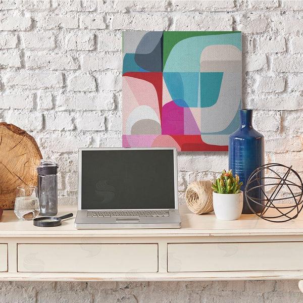 Stupell Industries Marion Griese | Abstract Shape Collage Pop Blue Red Green Wall Art