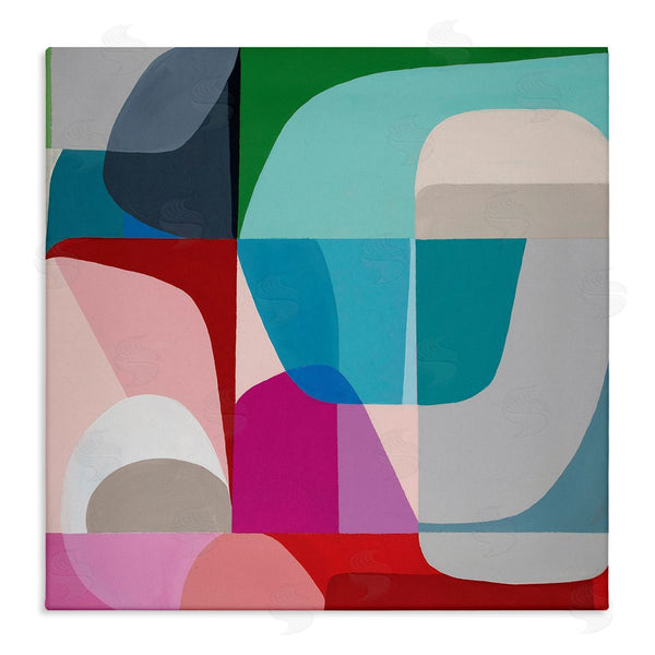 stupell industries Marion Griese | Abstract Shape Collage Pop Blue Red Green Wall Art
