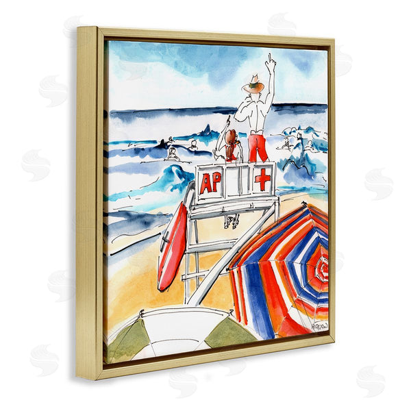 Stupell Industries Mark Higden | Beach Lifeguard Chair Watercolor