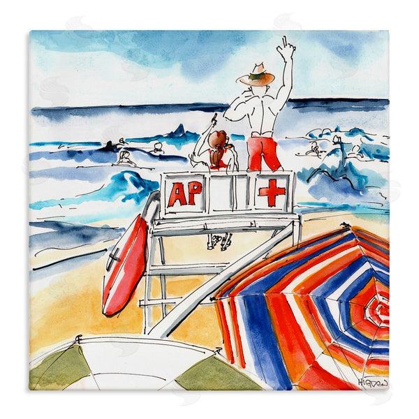 stupell industries Mark Higden | Beach Lifeguard Chair Watercolor