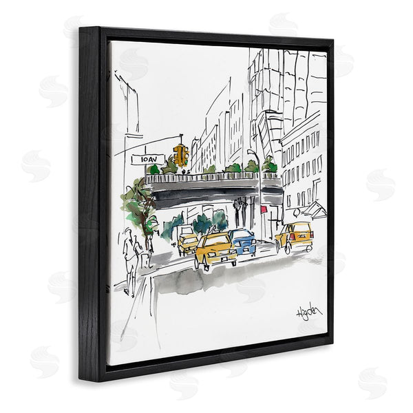 Stupell Industries Mark Higden | City Taxi Underpass Urban Watercolor