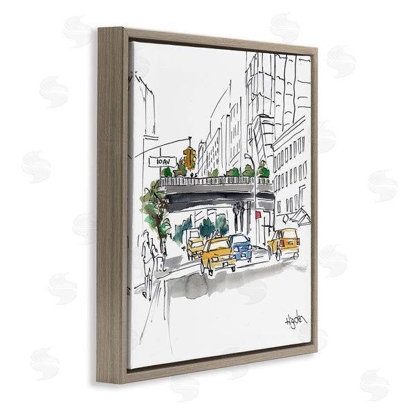 Stupell Industries Mark Higden | City Taxi Underpass Urban Watercolor