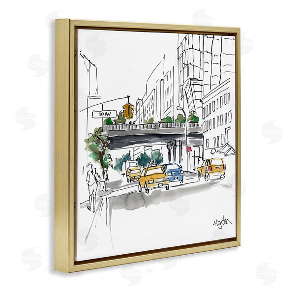 Stupell Industries Mark Higden | City Taxi Underpass Urban Watercolor